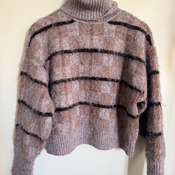 RD Style Sweaters - RD Style Plaid Turtleneck Sweater in Brown and Black